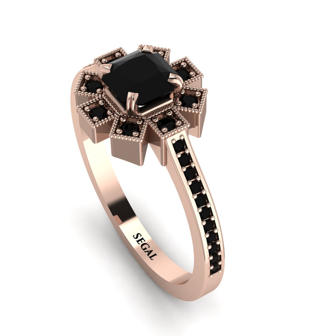Geometrical Radiant Black Diamond Engagement Ring - Jennifer No. 38