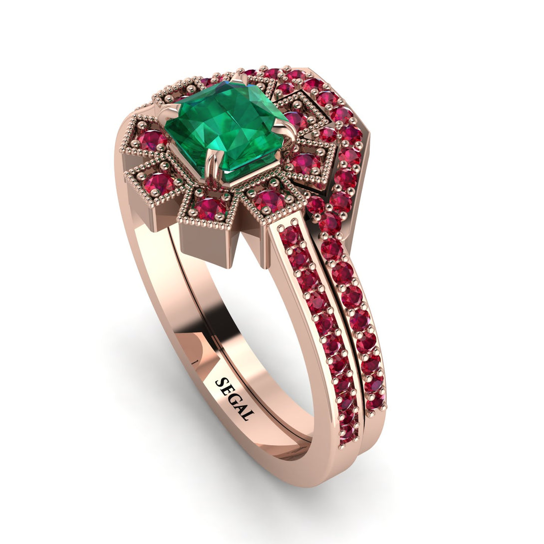 Geometrical Radiant Emerald Bridal Set - Jennifer No. 50