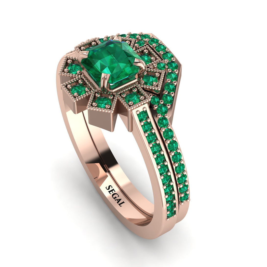 Geometrical Radiant Emerald Bridal Set - Jennifer No. 20