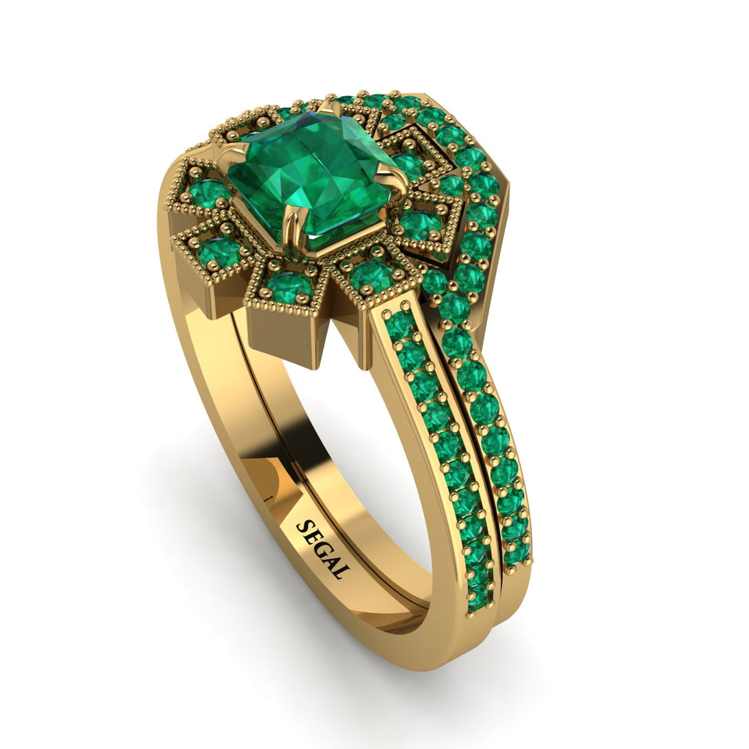 Geometrical Radiant Emerald Bridal Set - Jennifer No. 19