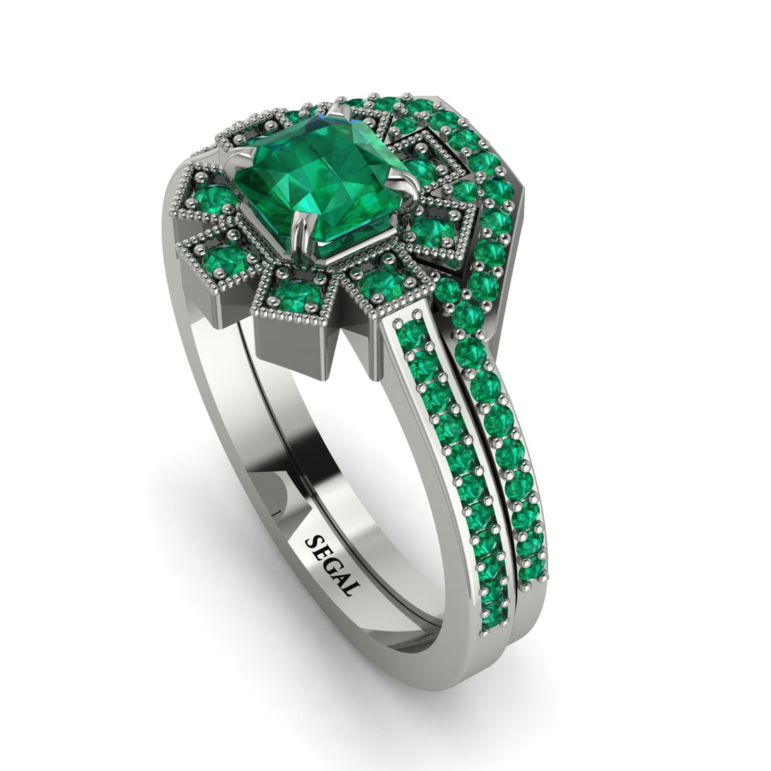 Geometrical Radiant Emerald Bridal Set - Jennifer No. 21