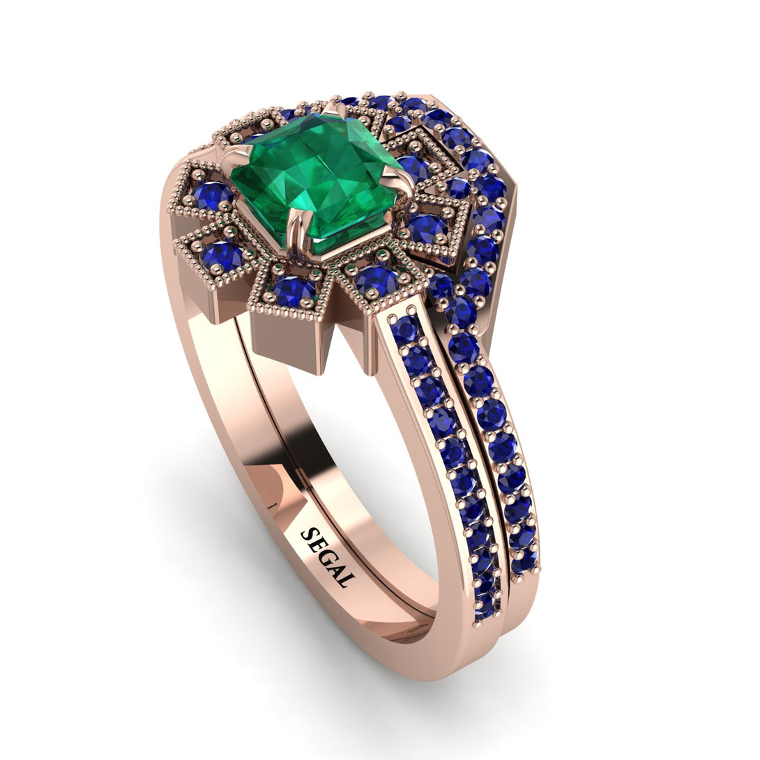 Geometrical Radiant Emerald Bridal Set - Jennifer No. 65