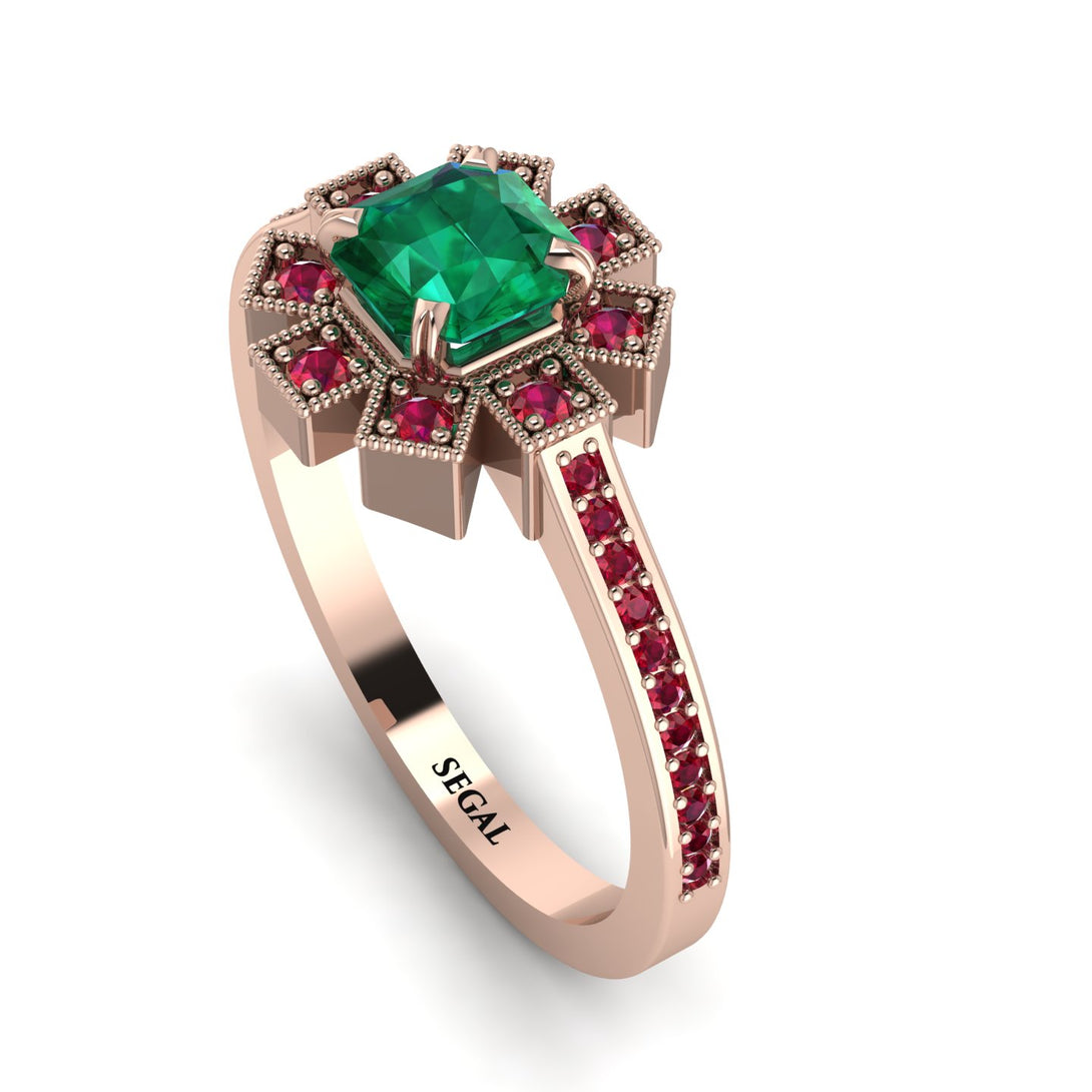 Geometrical Radiant Emerald Engagement Ring - Jennifer No. 50