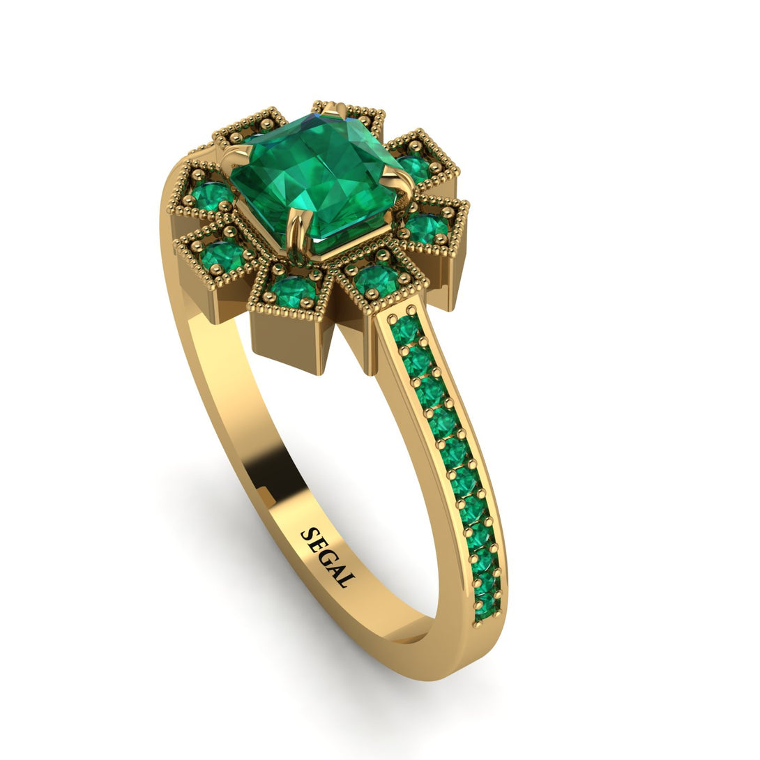 Geometrical Radiant Emerald Engagement Ring - Jennifer No. 19