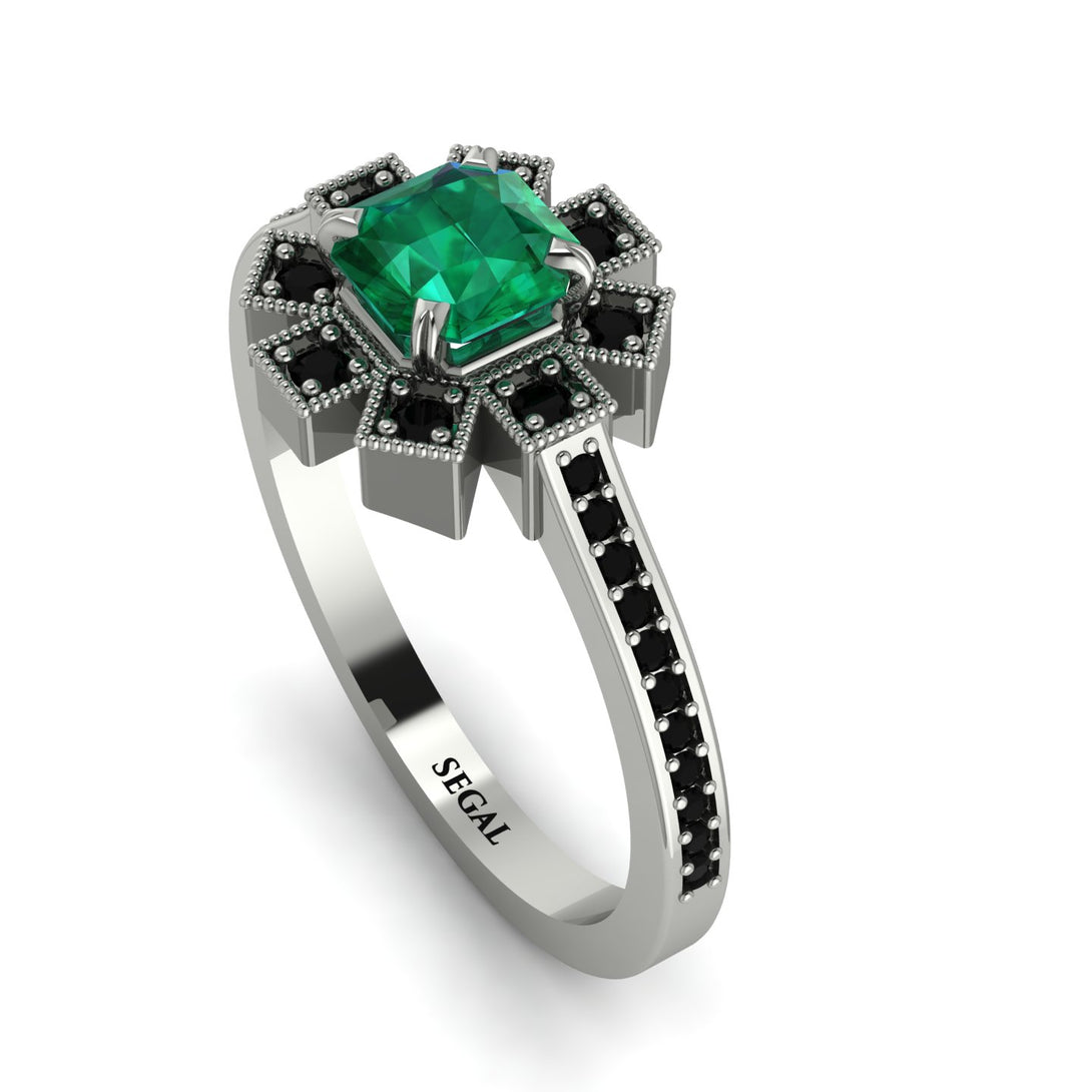 Geometrical Radiant Emerald Engagement Ring - Jennifer No. 36