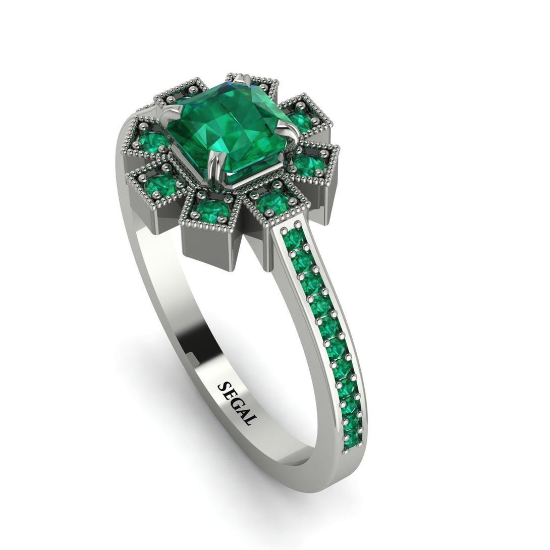 Geometrical Radiant Emerald Engagement Ring - Jennifer No. 21