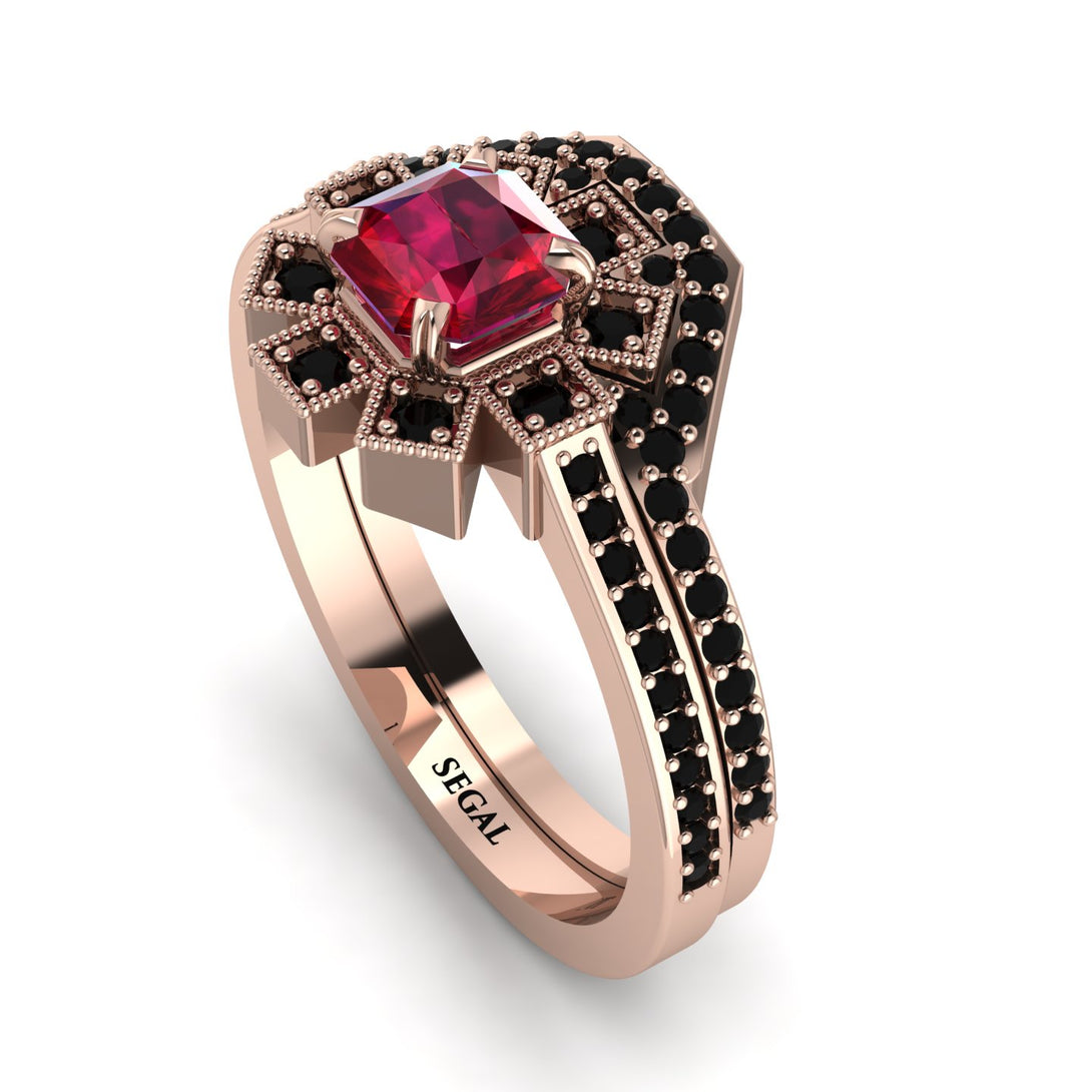 Geometrical Radiant Ruby Bridal Set - Jennifer No. 41