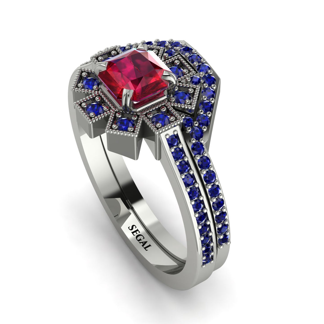 Geometrical Radiant Ruby Bridal Set - Jennifer No. 72