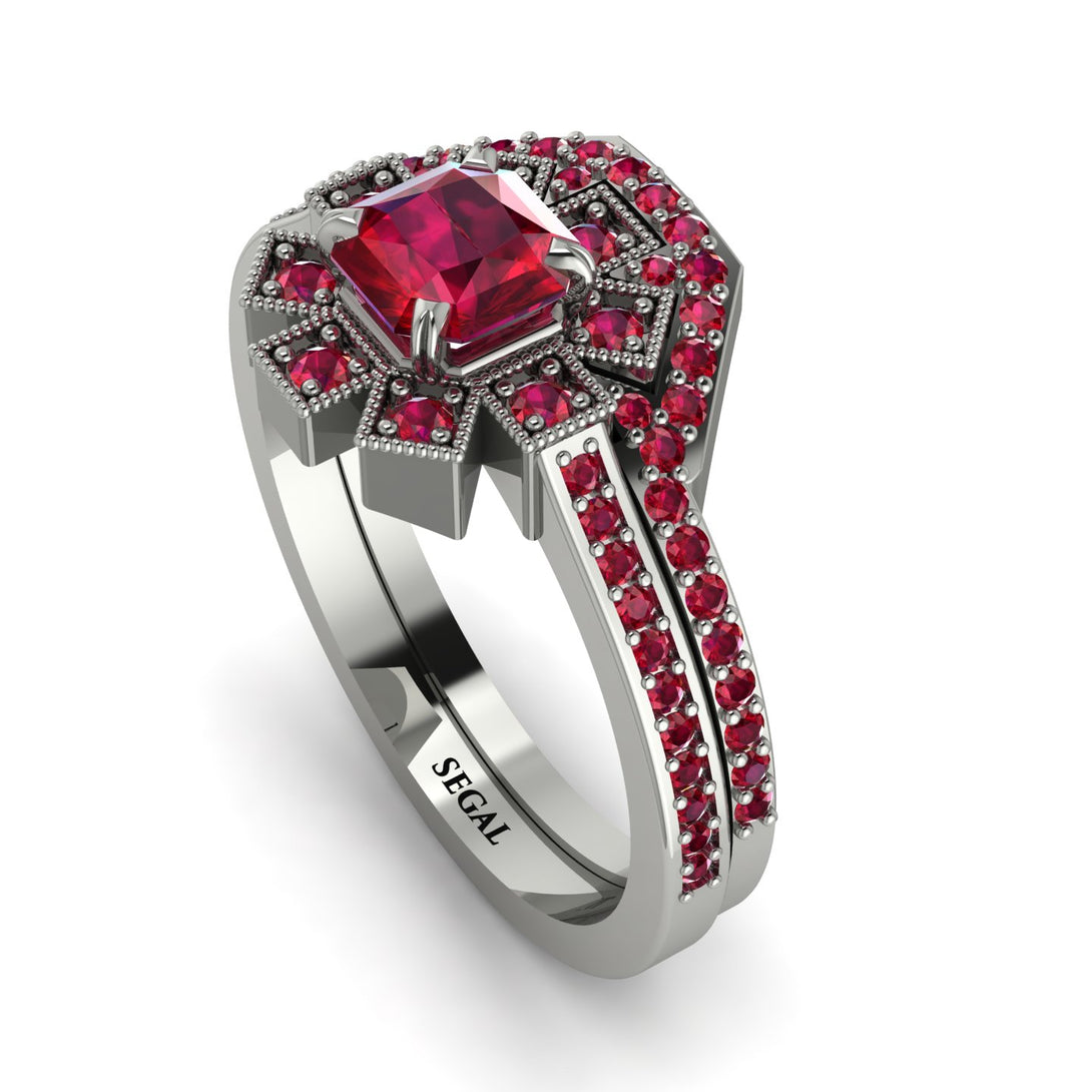 Geometrical Radiant Ruby Bridal Set - Jennifer No. 57