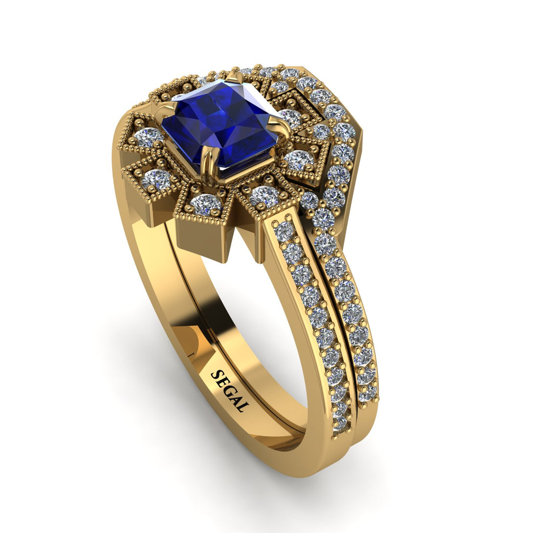 Geometrical Radiant Sapphire Bridal Set - Jennifer No. 13