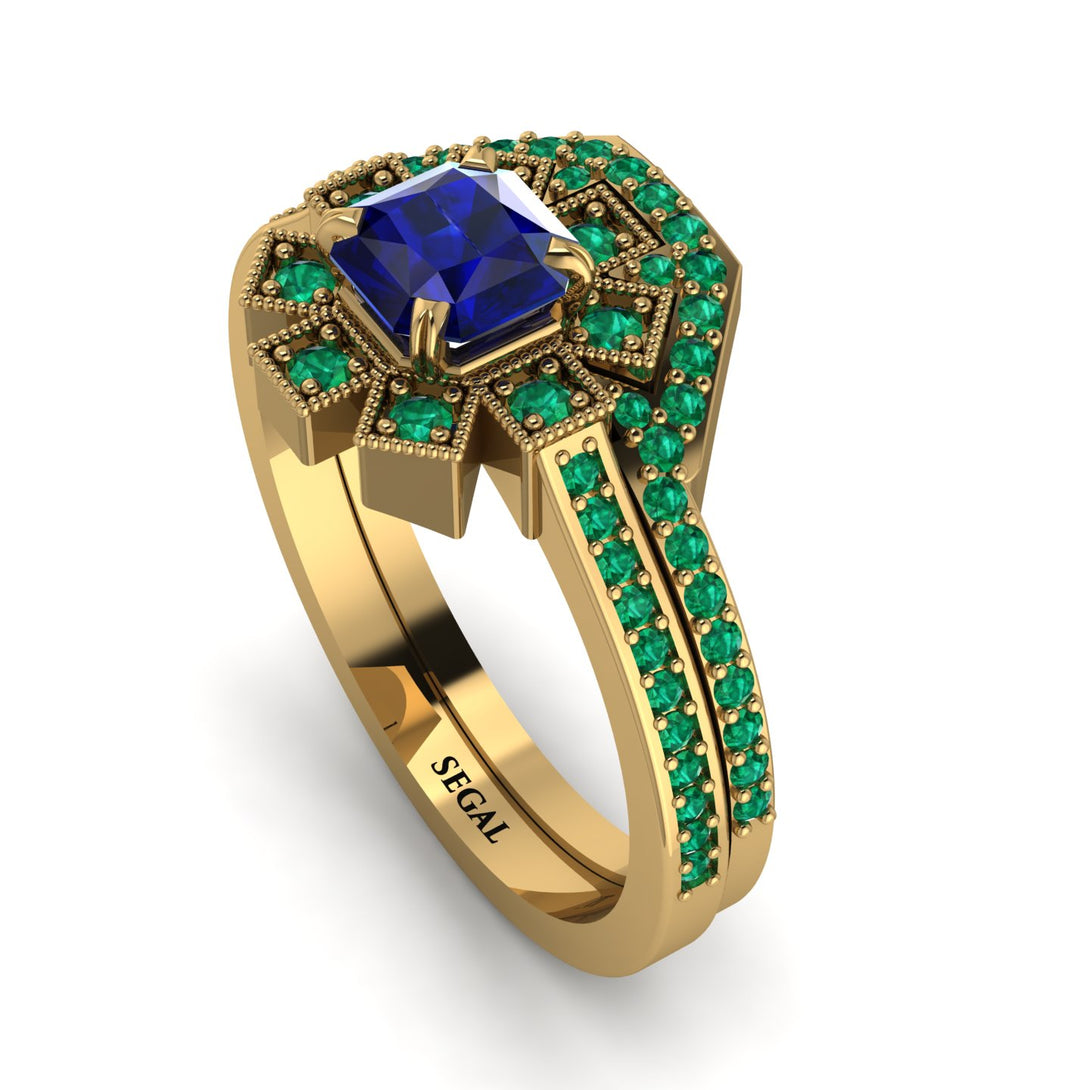 Geometrical Radiant Sapphire Bridal Set - Jennifer No. 28