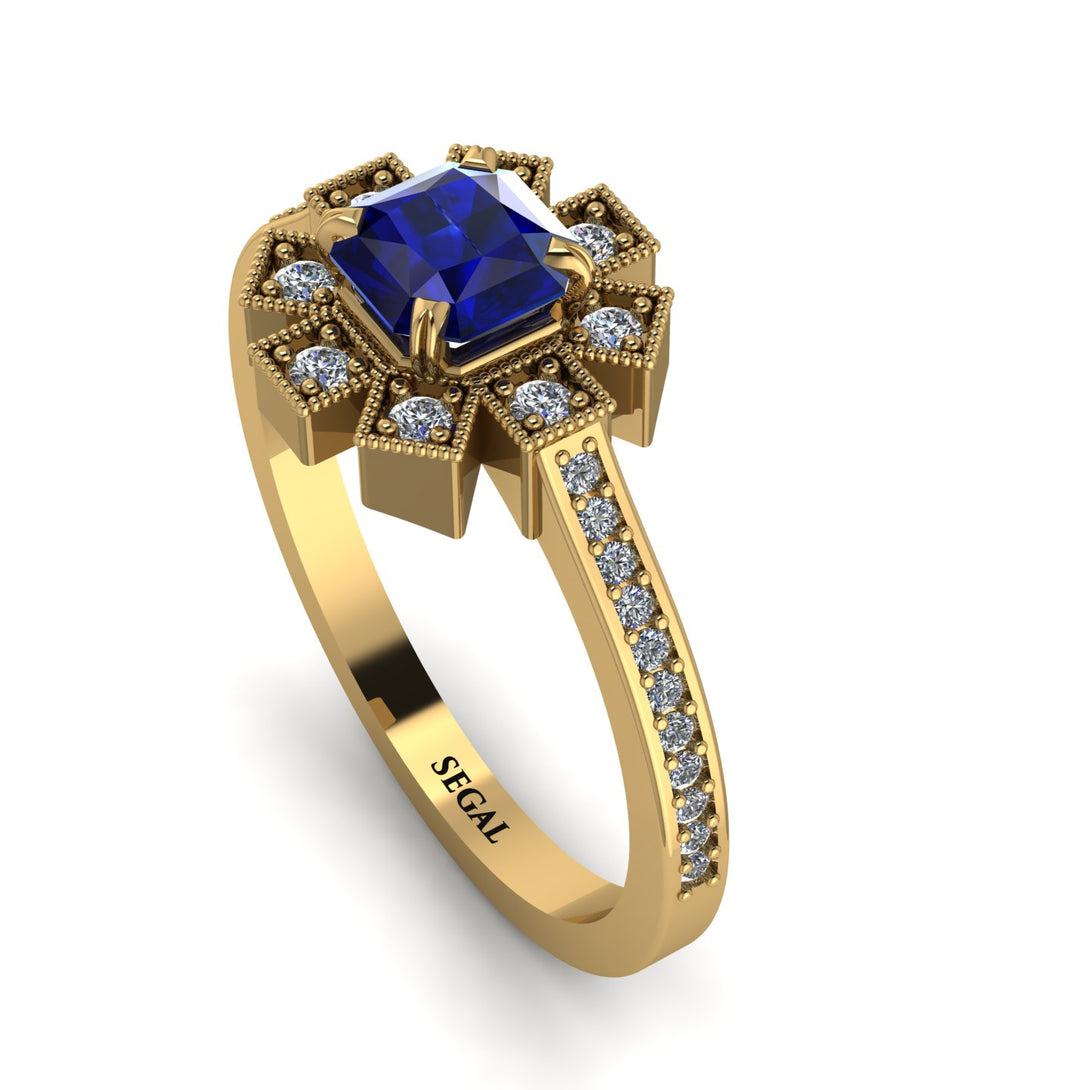 Geometrical Radiant Sapphire Engagement Ring - Jennifer No. 13