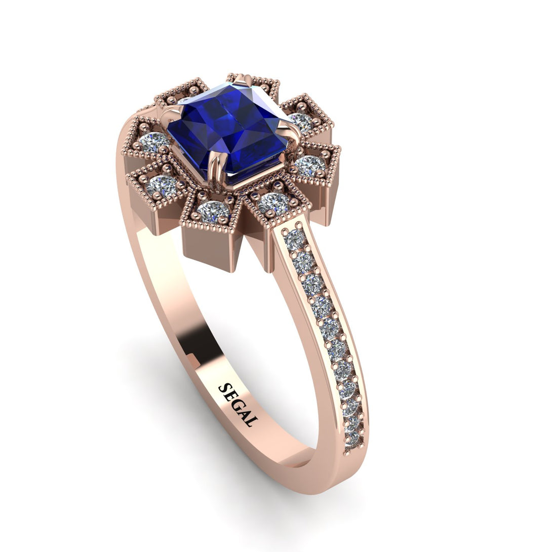 Geometrical Radiant Sapphire Engagement Ring - Jennifer No. 14