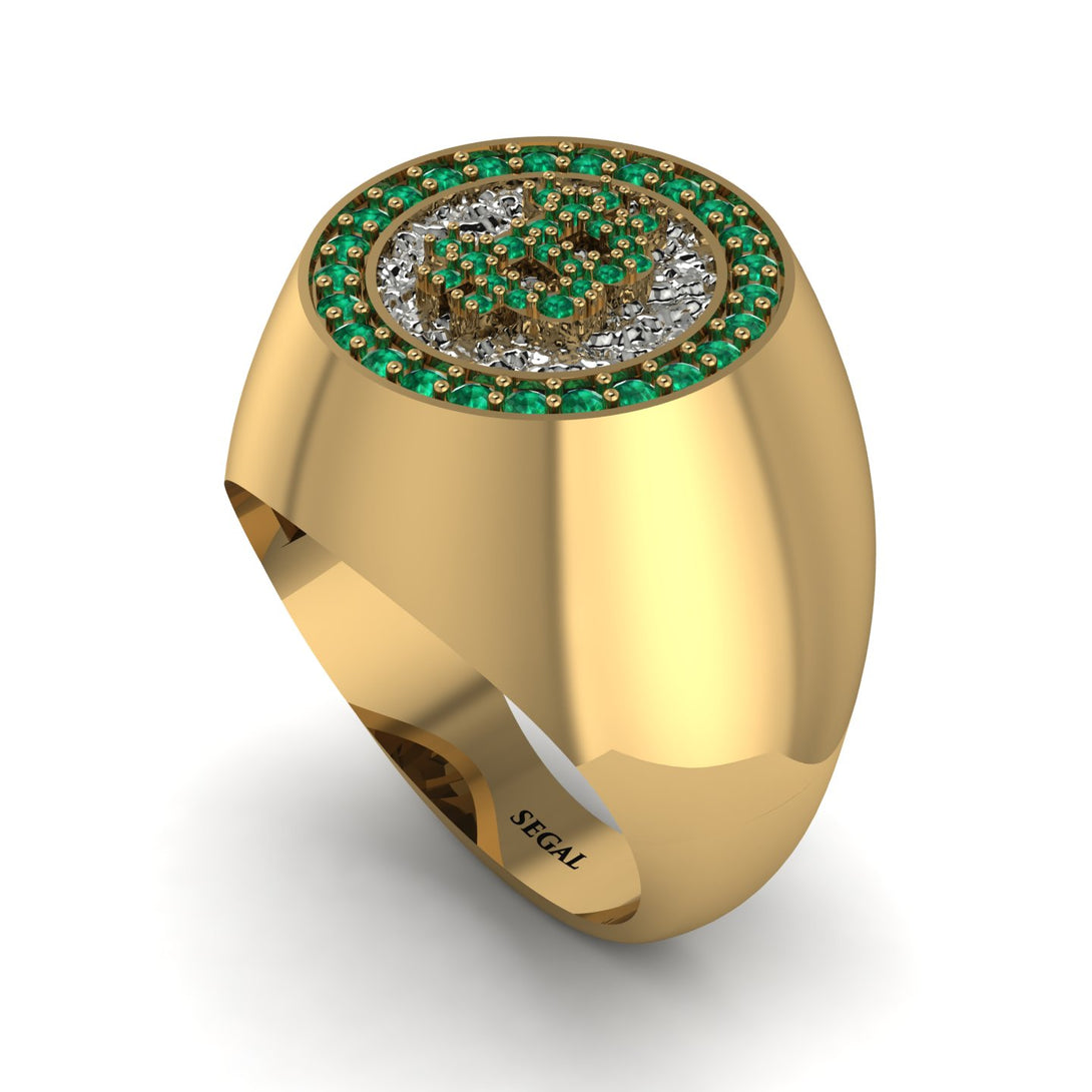 Glamorous Emerald Bitcoin Ring - Dominic No. 16