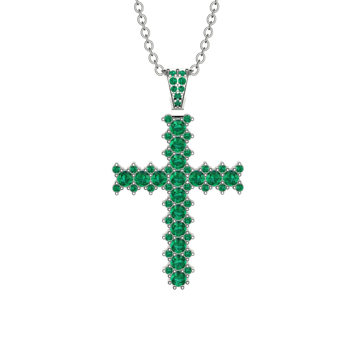 Glamorous Emerald Cross Pendant - Raymond No. 6