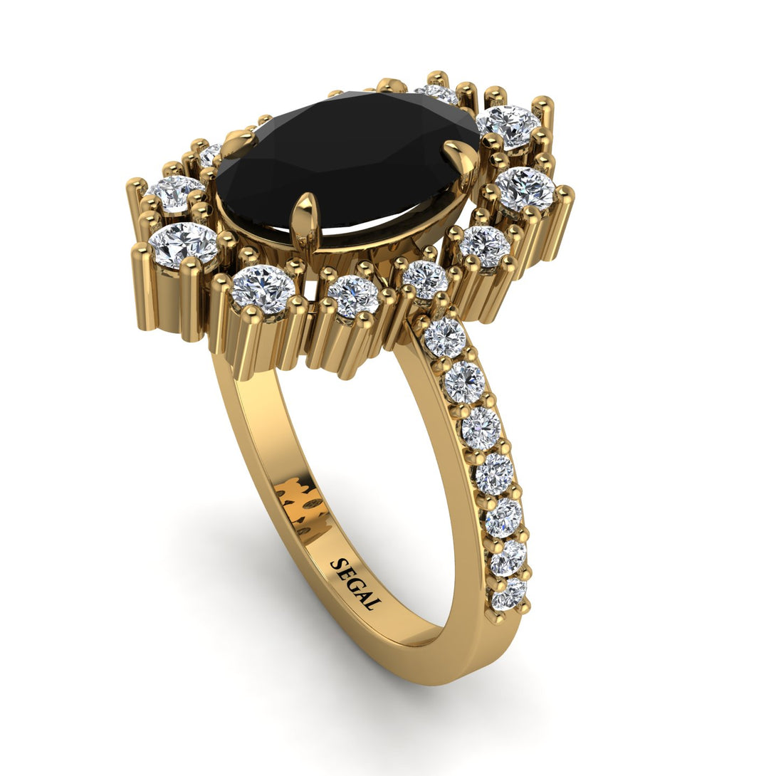 Glamorous Oval Black Diamond Ring - Emily No. 7