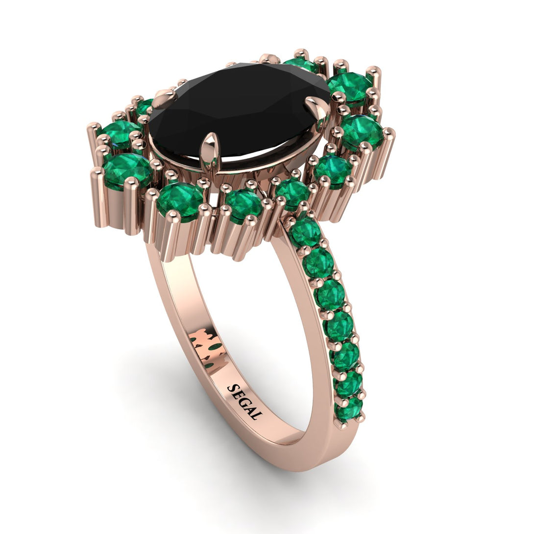 Glamorous Oval Black Diamond Ring - Emily No. 23
