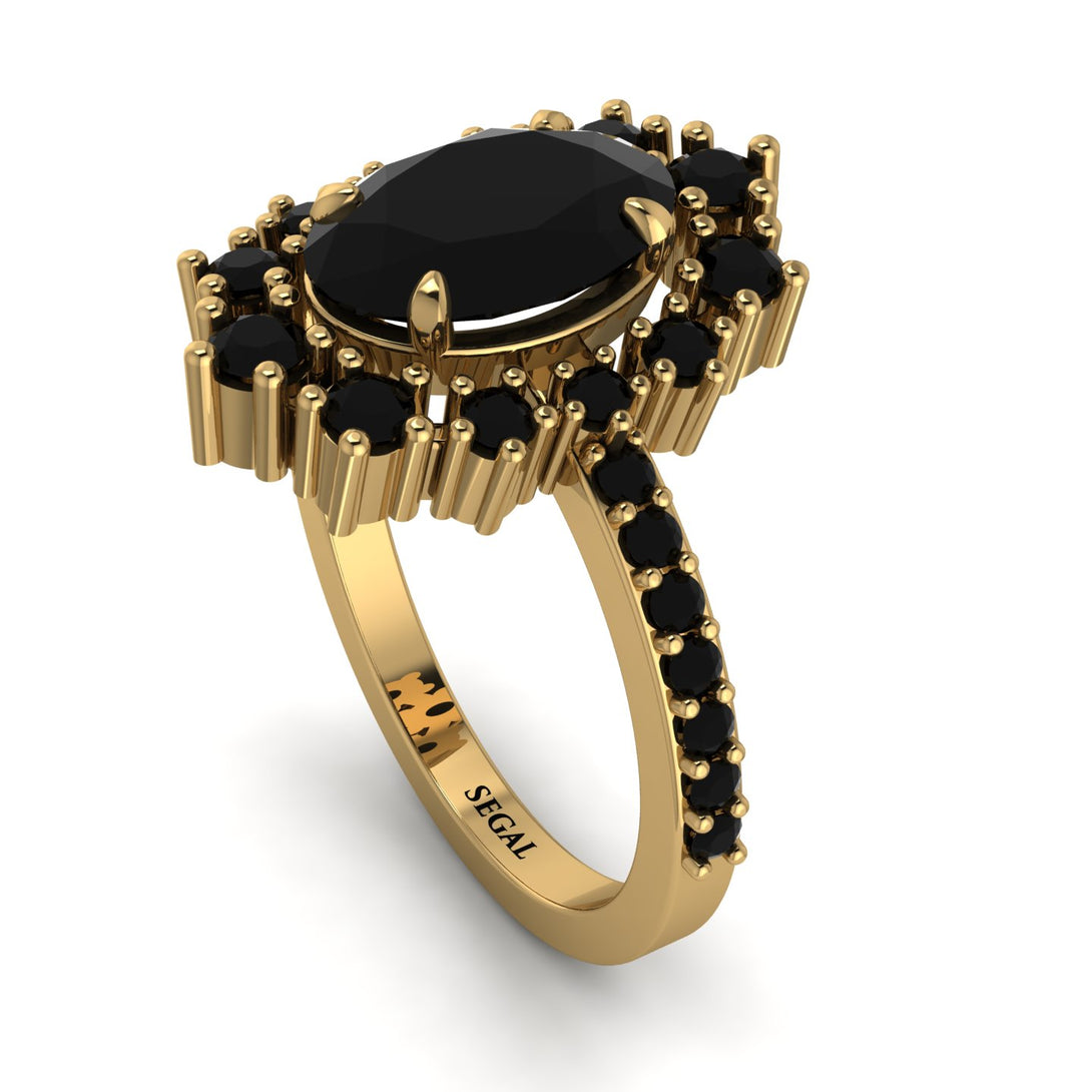 Glamorous Oval Black Diamond Ring - Emily No. 37