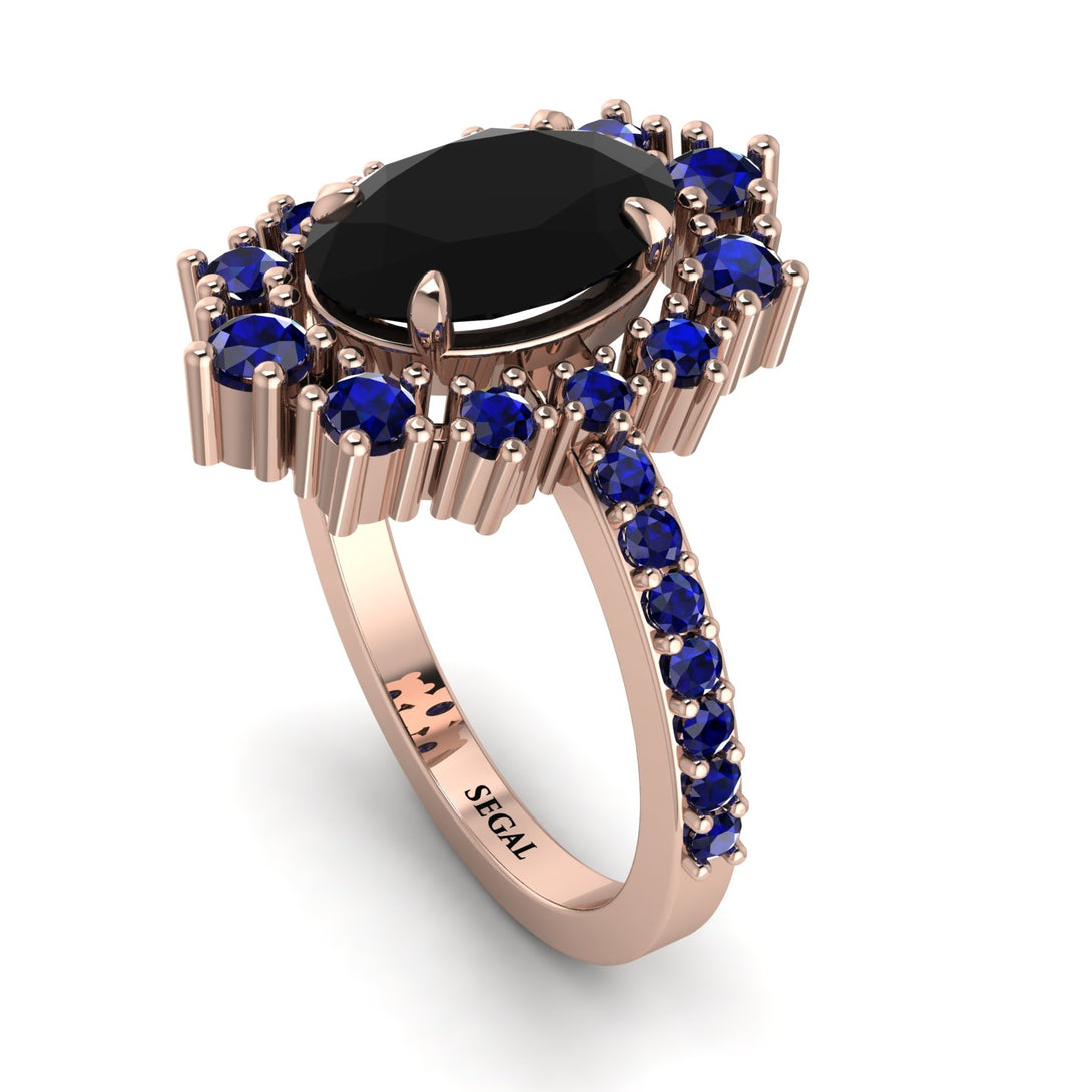 Glamorous Oval Black Diamond Ring - Emily No. 68