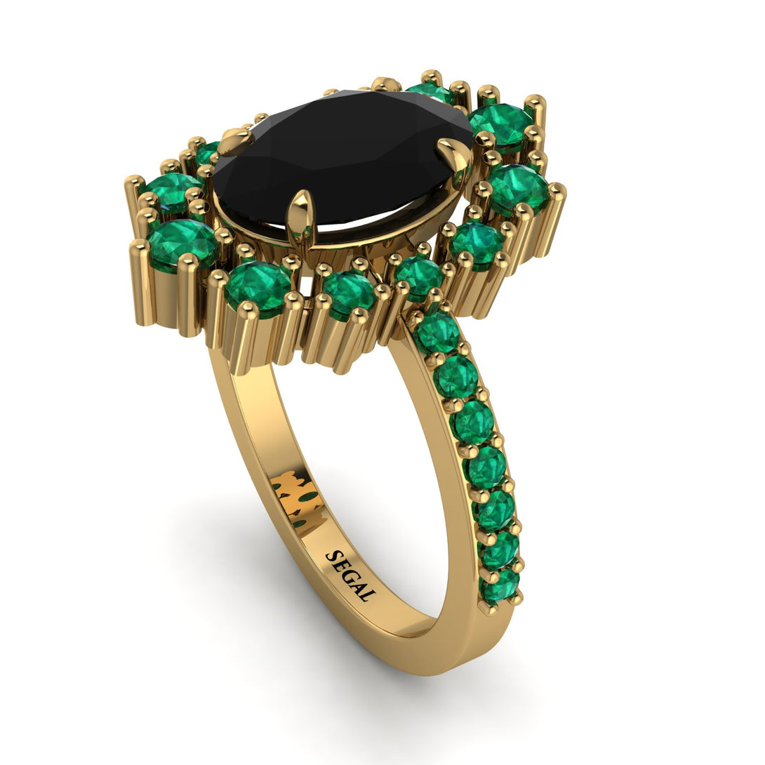 Glamorous Oval Black Diamond Ring - Emily No. 22