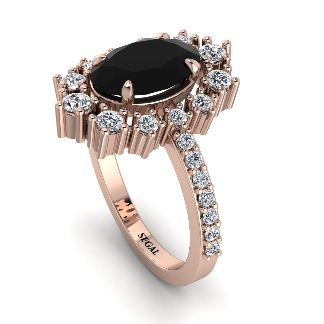 Glamorous Oval Black Diamond Ring - Emily No. 8