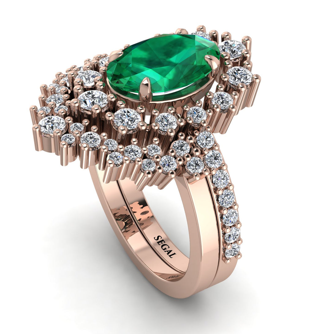 Glamorous Oval Emerald Bridal Set - Emily No. 5
