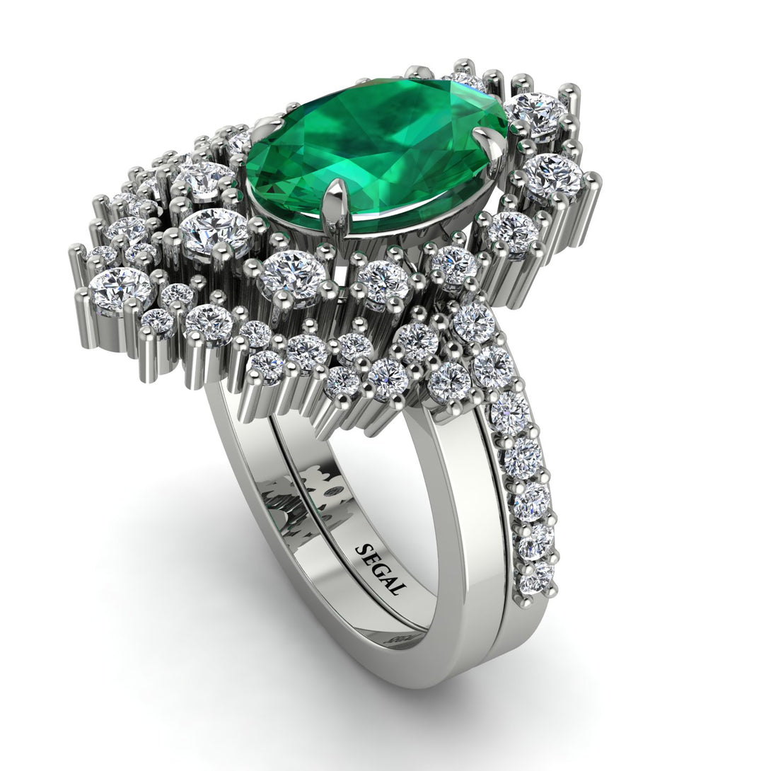 Glamorous Oval Emerald Bridal Set - Emily No. 6