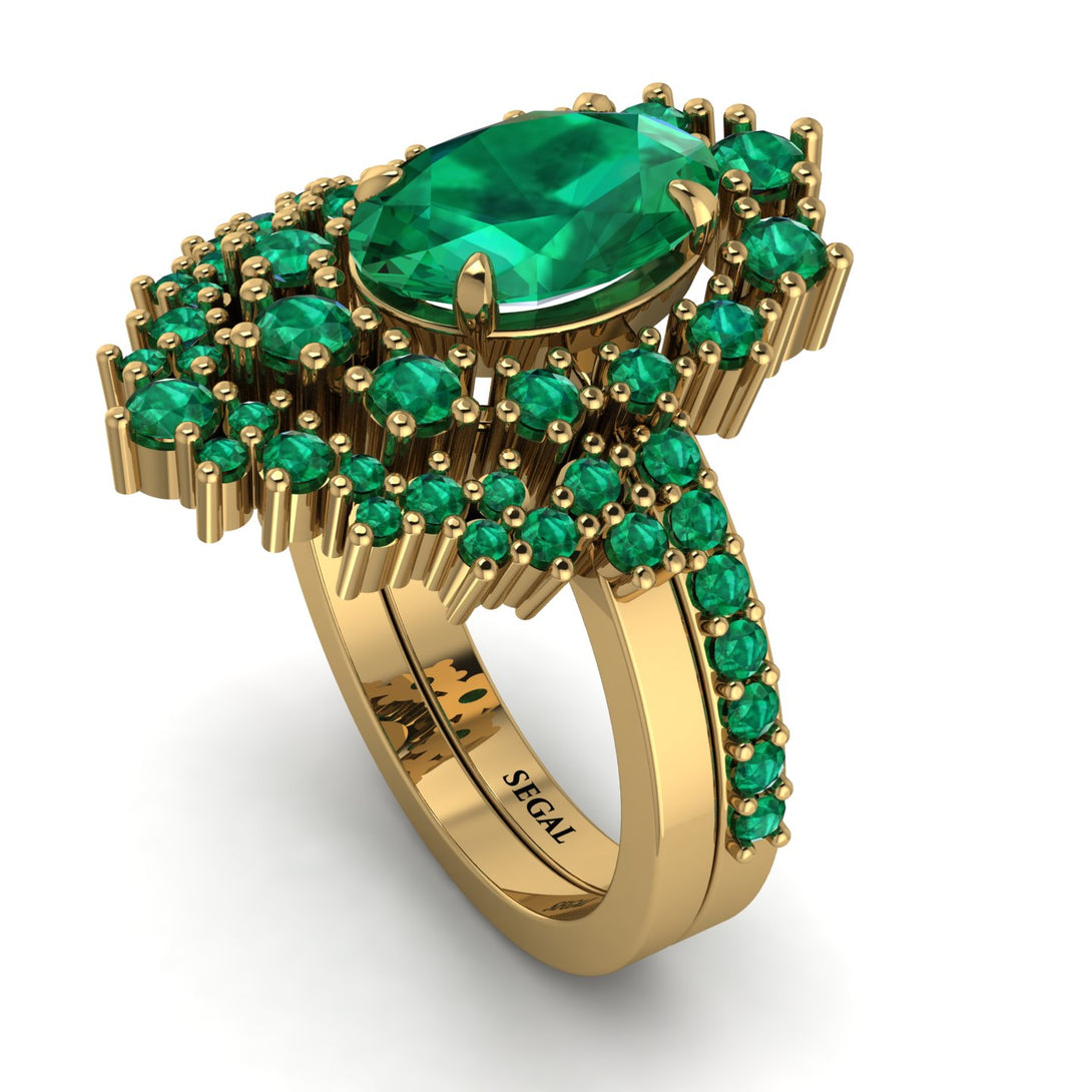 Glamorous Oval Emerald Bridal Set - Emily No. 19