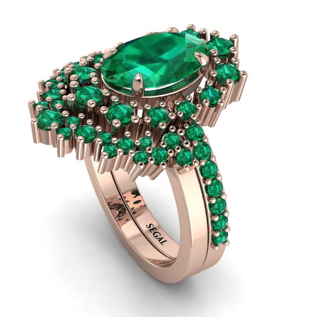 Glamorous Oval Emerald Bridal Set - Emily No. 20