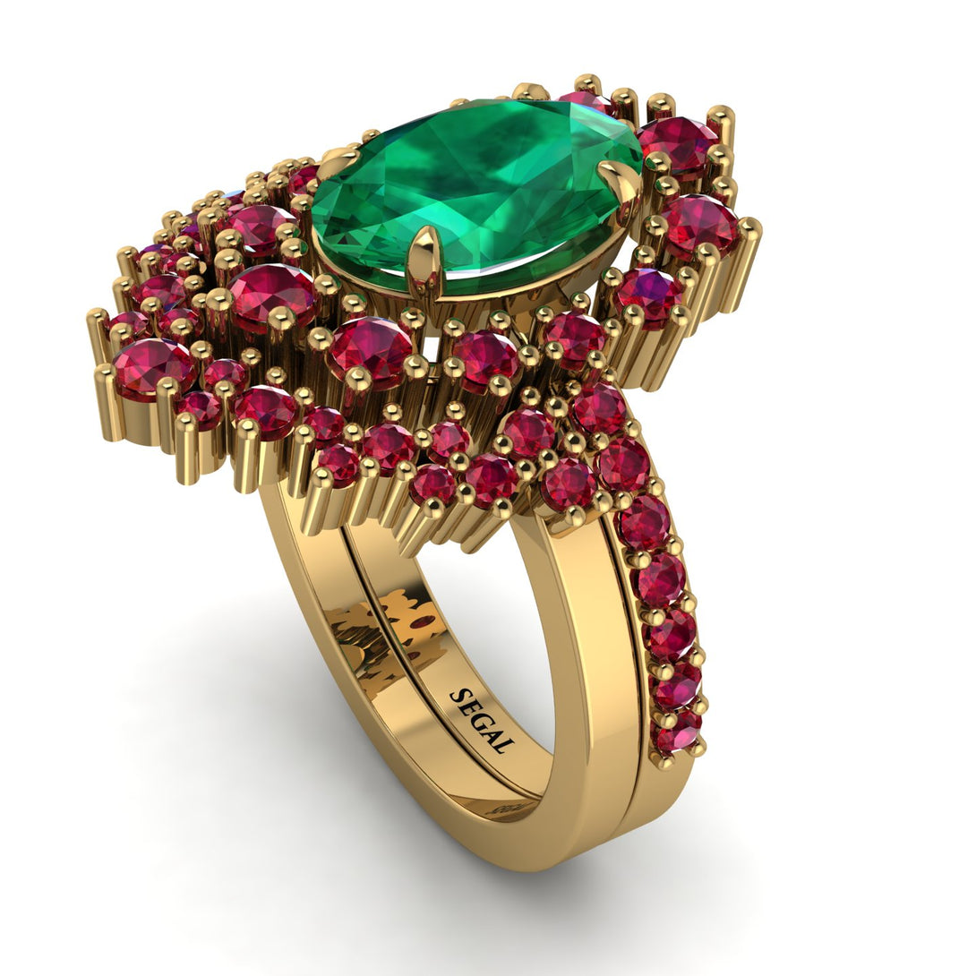 Glamorous Oval Emerald Bridal Set - Emily No. 49