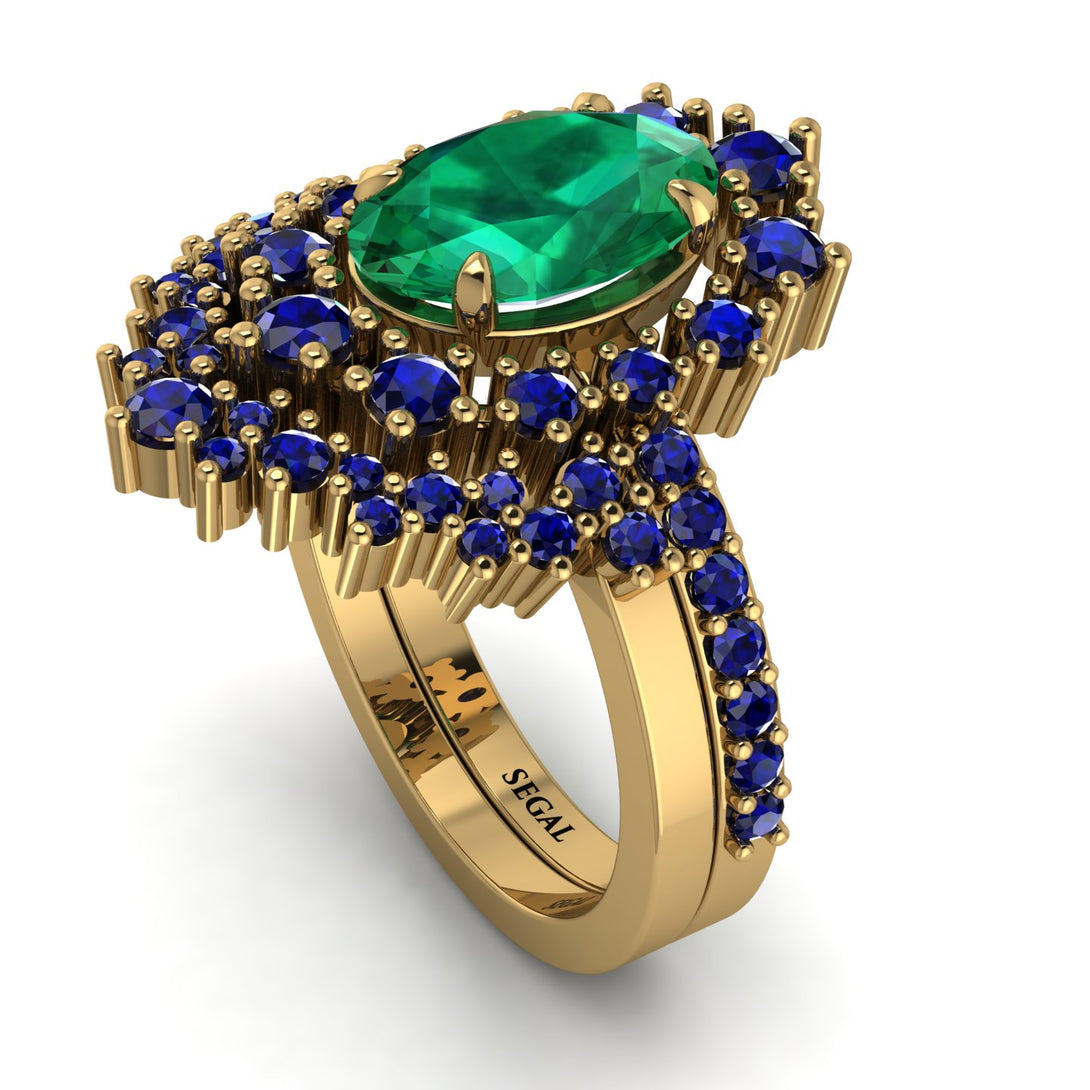 Glamorous Oval Emerald Bridal Set - Emily No. 64