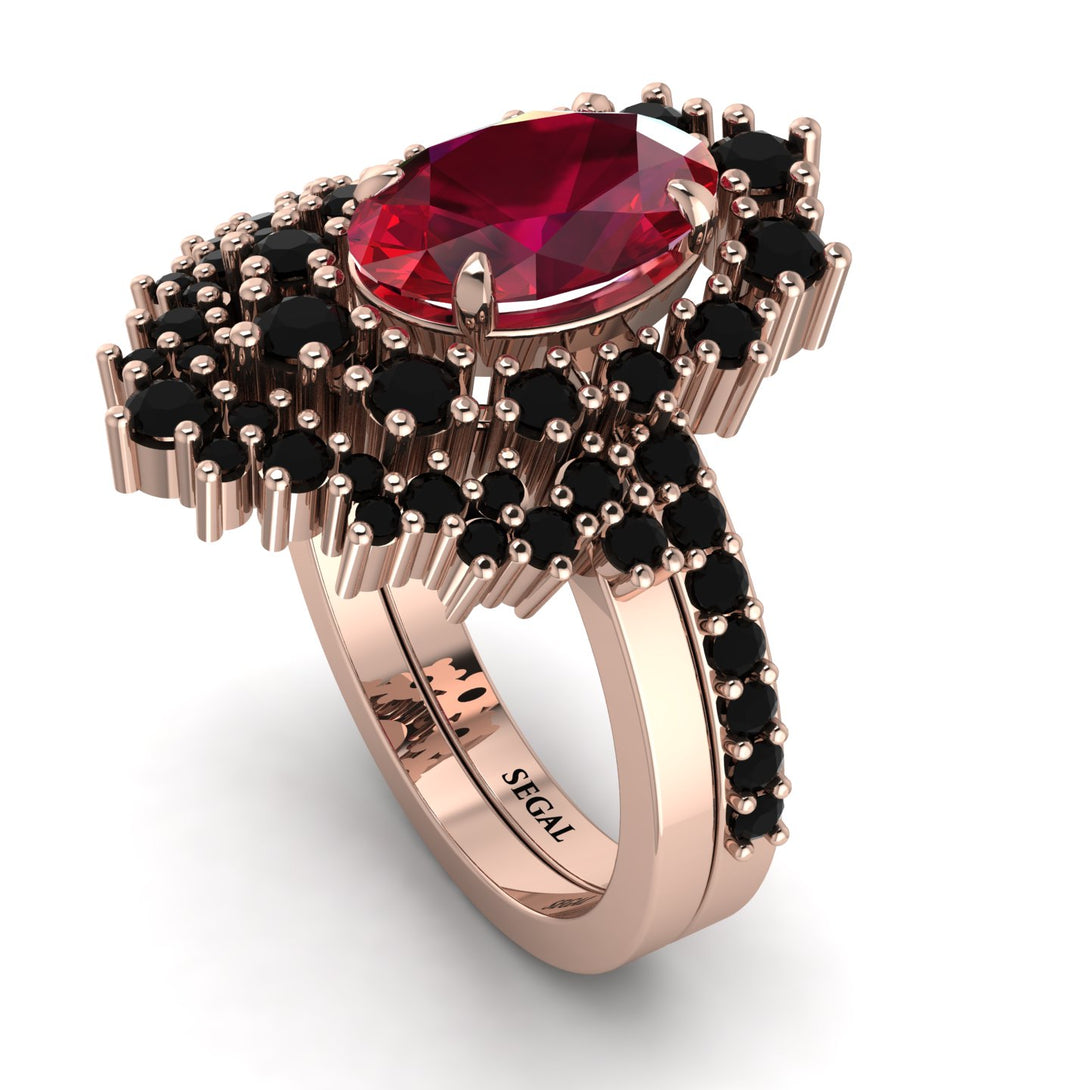 Glamorous Oval Ruby Bridal Set - Emily No. 41