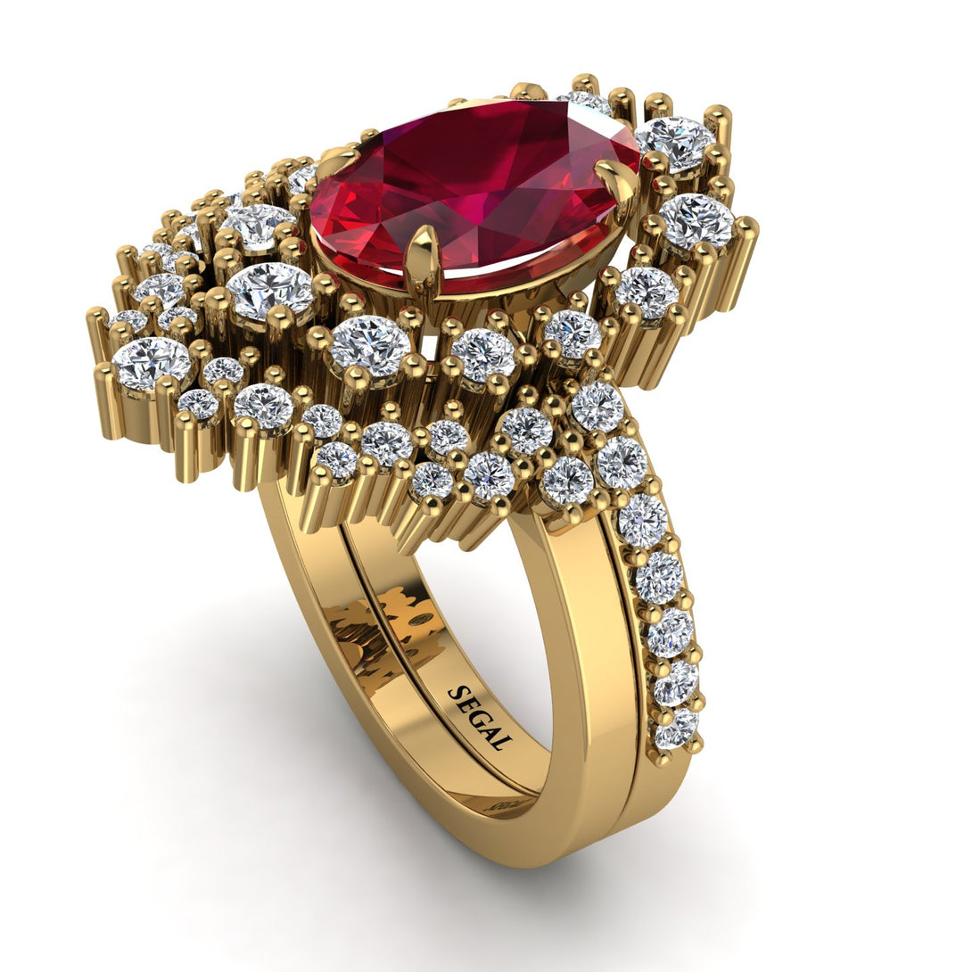 Glamorous Oval Ruby Bridal Set - Emily No. 10