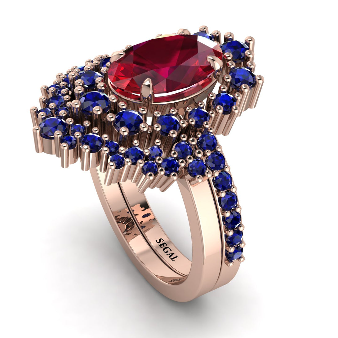 Glamorous Oval Ruby Bridal Set - Emily No. 71