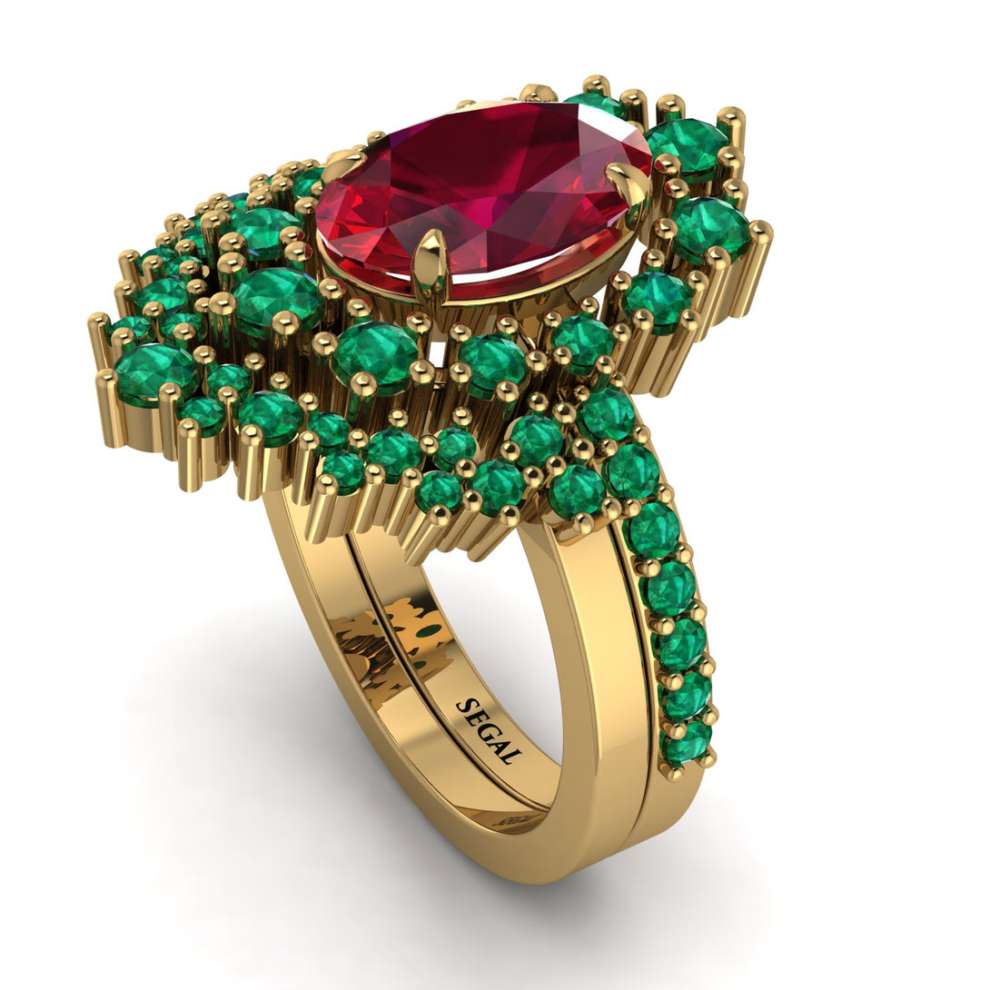 Glamorous Oval Ruby Bridal Set - Emily No. 25