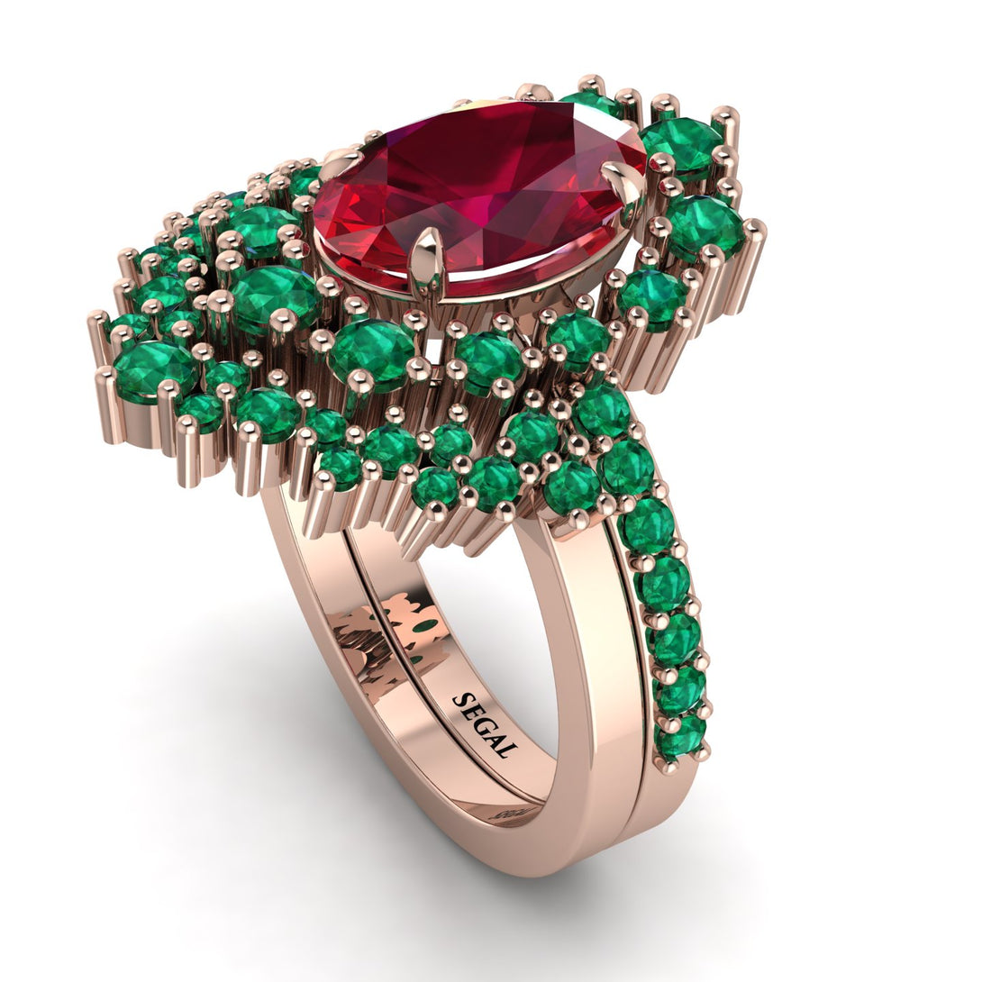 Glamorous Oval Ruby Bridal Set - Emily No. 26