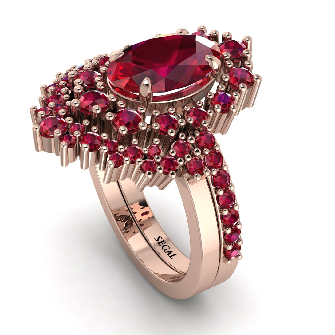 Glamorous Oval Ruby Bridal Set - Emily No. 56
