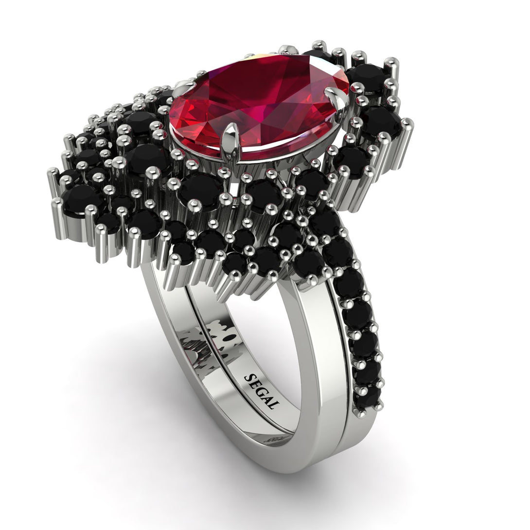 Glamorous Oval Ruby Bridal Set - Emily No. 42