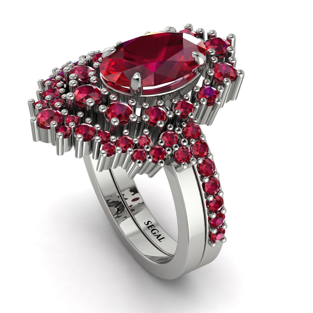 Glamorous Oval Ruby Bridal Set - Emily No. 57