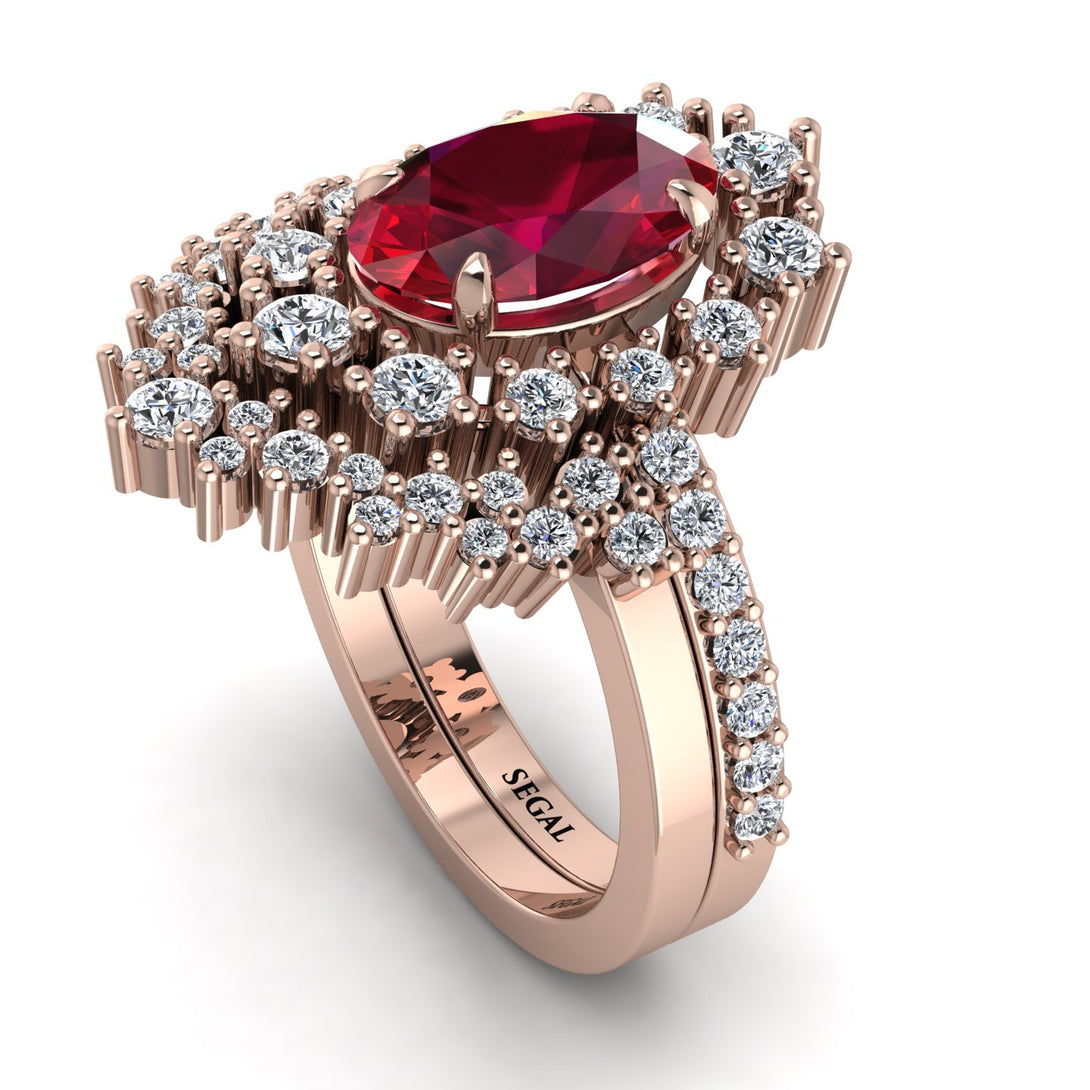 Glamorous Oval Ruby Bridal Set - Emily No. 11