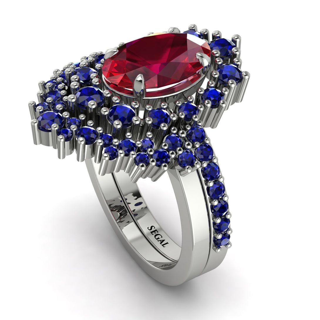 Glamorous Oval Ruby Bridal Set - Emily No. 72