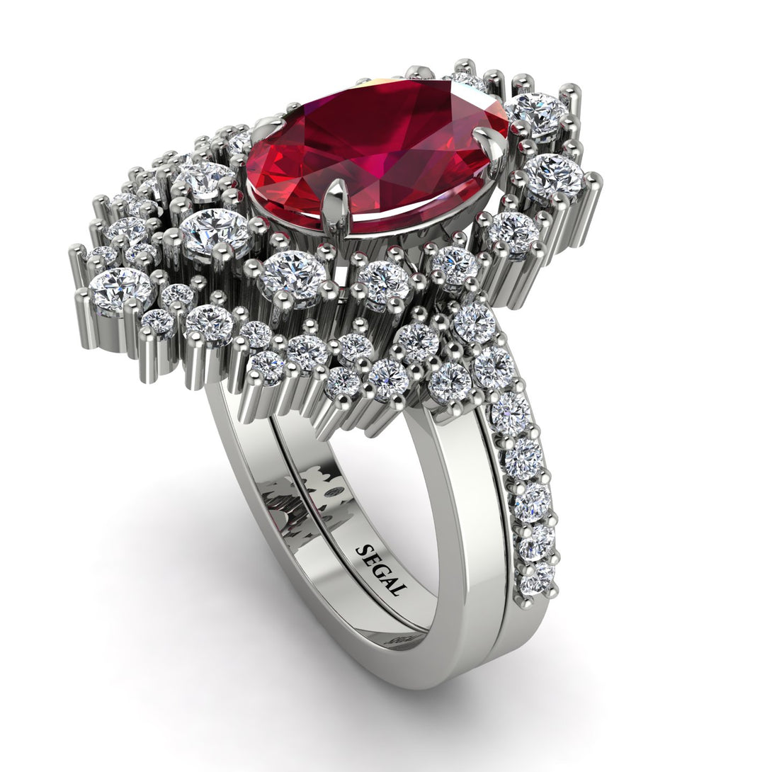 Glamorous Oval Ruby Bridal Set - Emily No. 12