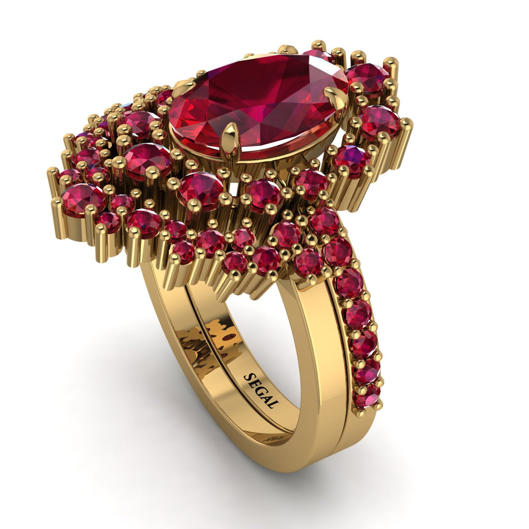 Glamorous Oval Ruby Bridal Set - Emily No. 55