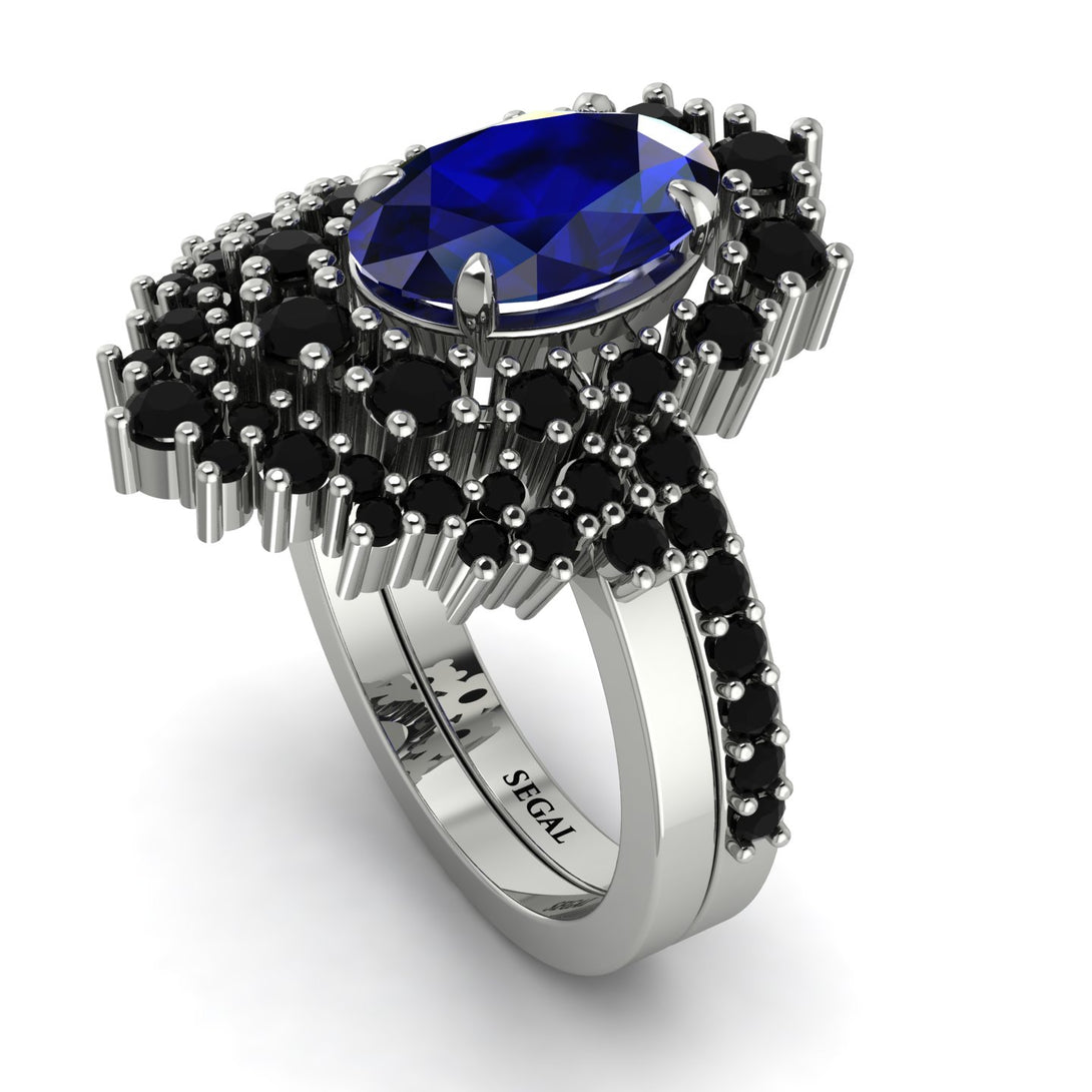 Glamorous Oval Sapphire Bridal Set - Emily No. 45