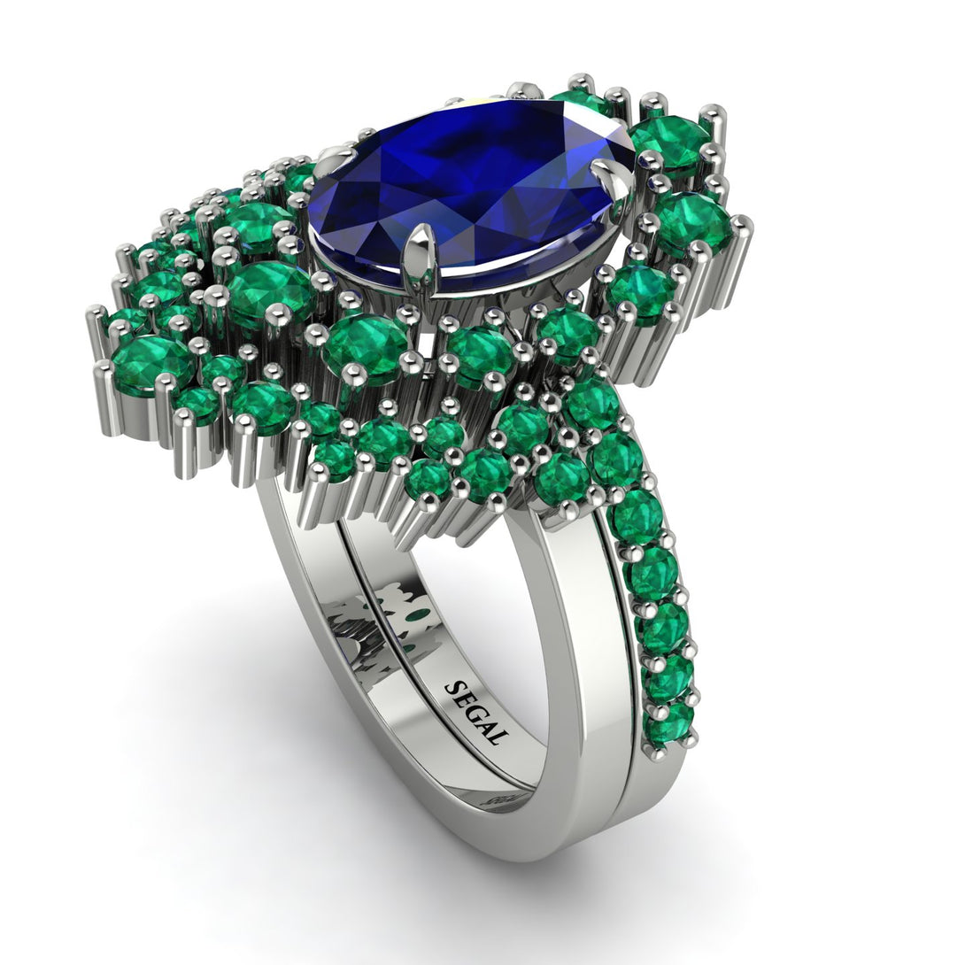 Glamorous Oval Sapphire Bridal Set - Emily No. 30