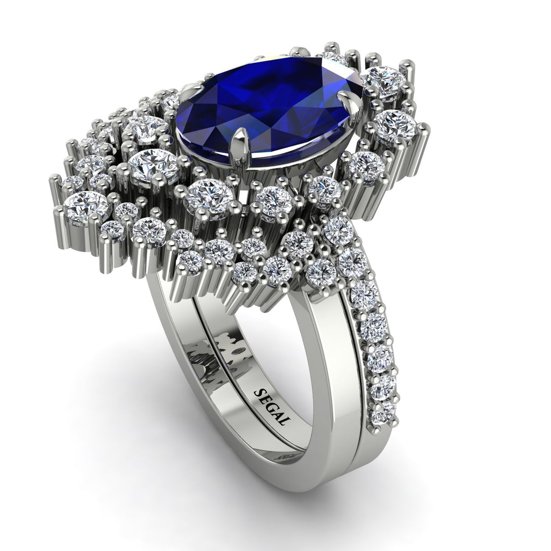 Glamorous Oval Sapphire Bridal Set - Emily No. 15