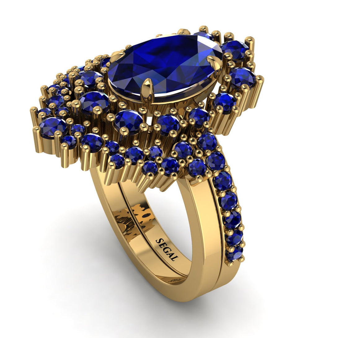 Glamorous Oval Sapphire Bridal Set - Emily No. 73