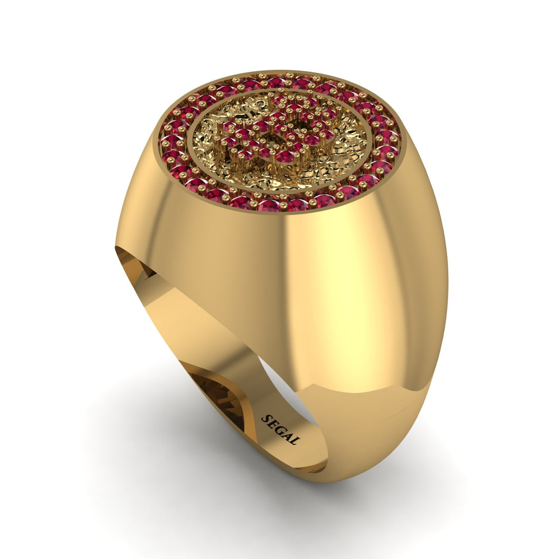 Glamorous Ruby Bitcoin Ring - Dominic No. 28 18K Yellow Gold / Natural Ruby | Segal Jewelry