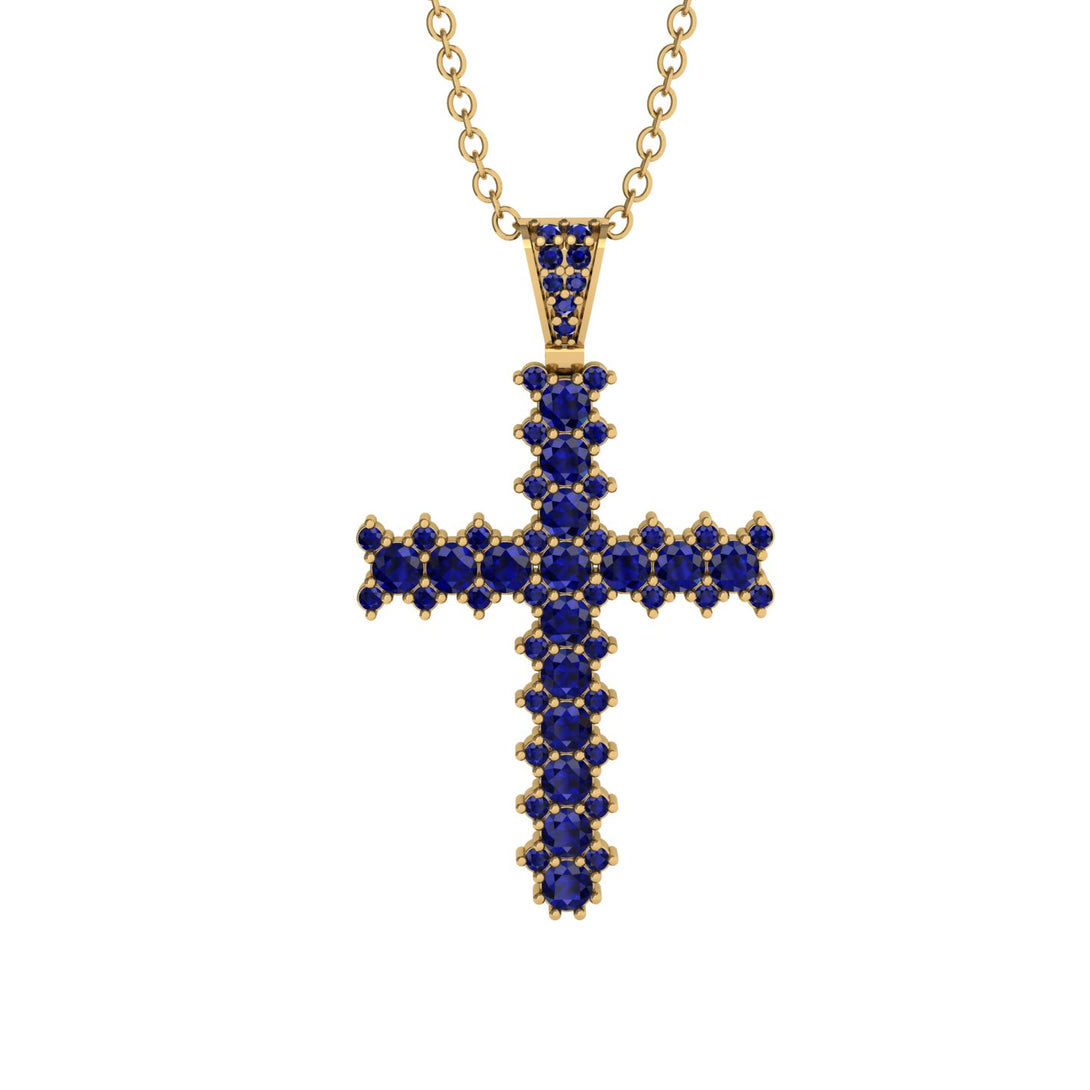 Glamorous Sapphire Cross Pendant - Raymond No. 13