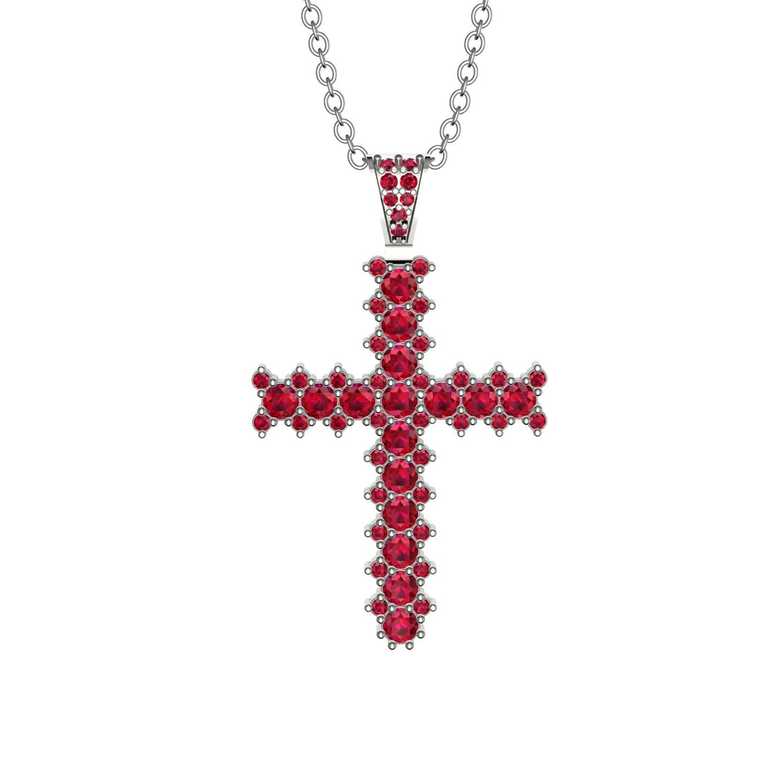 Glamorous Ruby Cross Pendant - Raymond No. 12